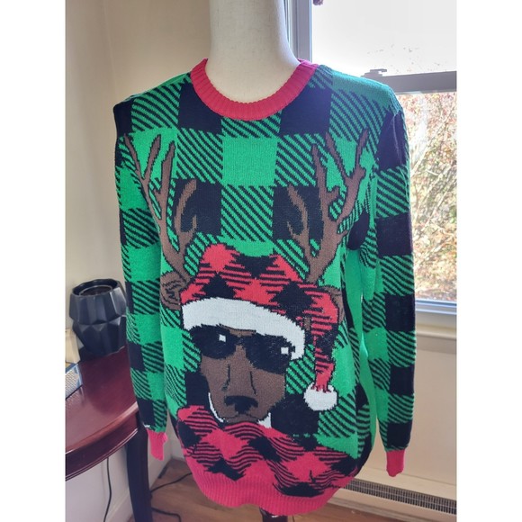 Ugly Christmas Sweater Party Reindeer Holiday Tacky Cute Hipster Measurements ⬇️ - Picture 4 of 12